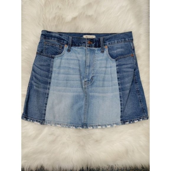 Madewell Womens Two Tone 5-Pockets Design Mini Denim Skirt Blue Size 31 - Picture 2 of 12